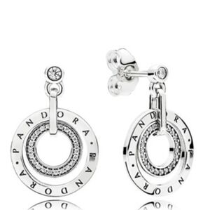 Pandora Sterling Silver Circles Drop Earrings w/ Clear Zirconia - 296296cz